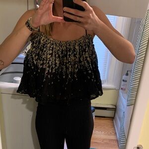 Free People Black and Gold Camisole